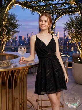 As U Wish Juniors Metallic-Dot Chiffon Dress, Size 3